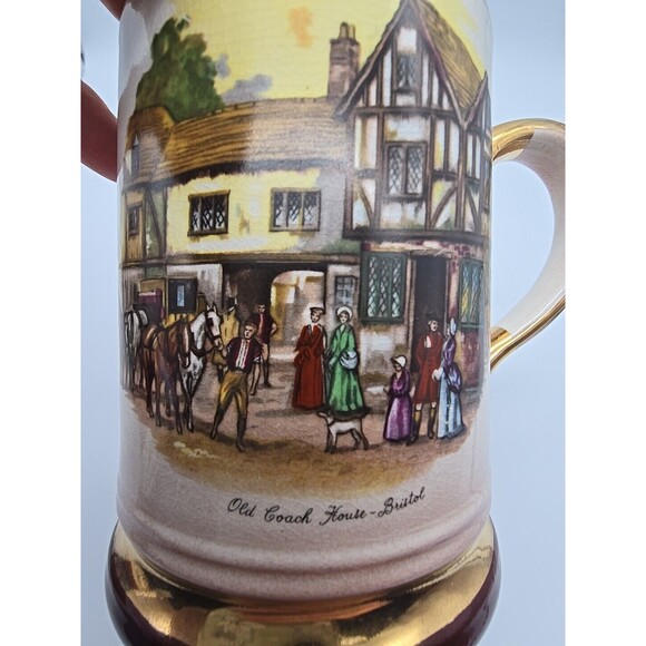 Vintage Tankard by ARTHUR WOOD England Gold Trim "Old Coach House - Bristol" - Picture 12 of 12
